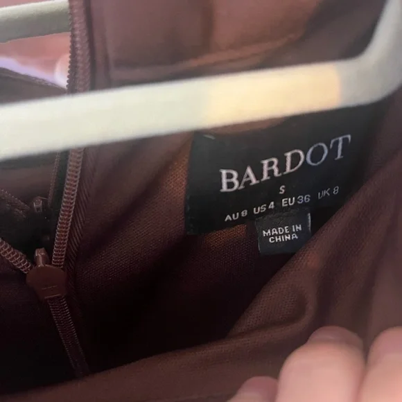 Bardot Ola Embroidered Midi Dress In Chocolate - Picture 4 of 7